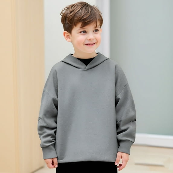 Kids Boys Hoodie Grey Hooded Casual Long Sleeve Hooded Sweatshirt Top Winter Clothes Size 8-9 Years Boys Clothes Kids Clothes