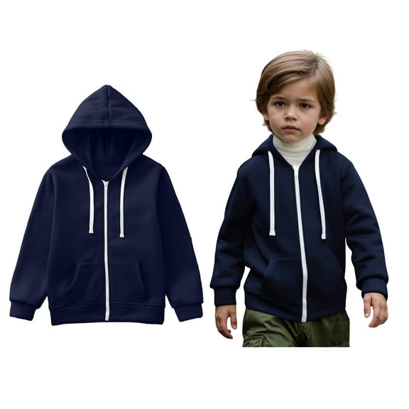 Kids Boys Hoodie Kids Full Zip Hoodies Casual Long Sleeve Hoodie Sweatershirt Pullover Warm Fall Winter Clothes Kids 4-5 Years Boys Clothes