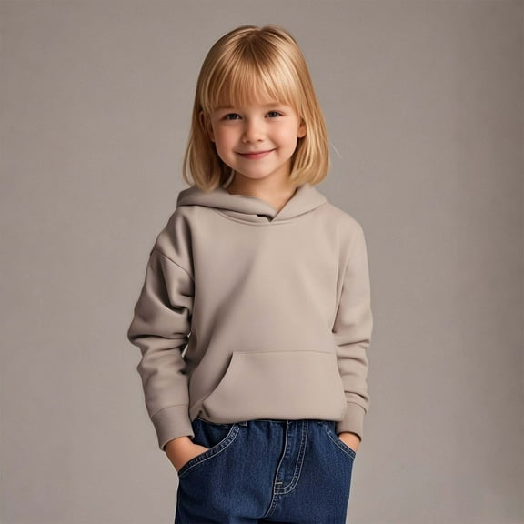 Kids Boys Hoodies Khaki Hooded Casual Long Sleeve Sweatshirts Jackets Winter Clothes Girl Clothes 8-9 Years