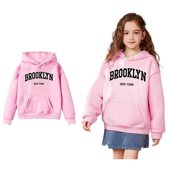 Kids Boys Hoodie Kids Letter Pattern Hooded Long Sleeve Casual Basic Pullover Sweatshirt Hoodie Warm Fall Winter Clothes Girls 4-5 Years Clothes