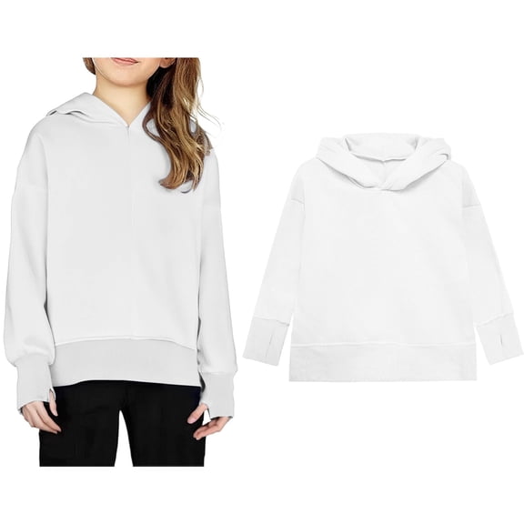 Kids Boys Hoodie Kids White Hooded Long Sleeve Pullover Hoodie Sweatshirt Winter Clothes Girl Clothes 5-6 Years