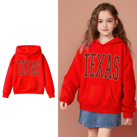 Kids Boys Hoodie Letter Pattern Hoodies Long Sleeve Pullover Hoodie Sweatshirt Warm Fall Winter Clothes Kids Girls Clothes 7-8 Years