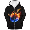 thumbnail image 1 of Kids Boys Hoodie Warm Winter Sweatshirts Basketball Print Warm Winter Basic Pullover Tops, 1 of 3