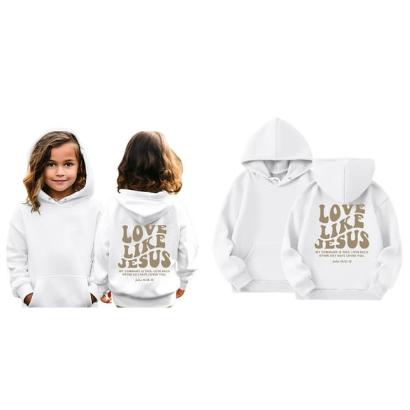 Kids Boys Hoodies Jesus Loves You Hoodie Long Sleeve Graphic Hoodies Comfy Loose Pullover Top Girl Clothing Size 5-6 Years Girls Clothes Cute Boy Girl Clothing