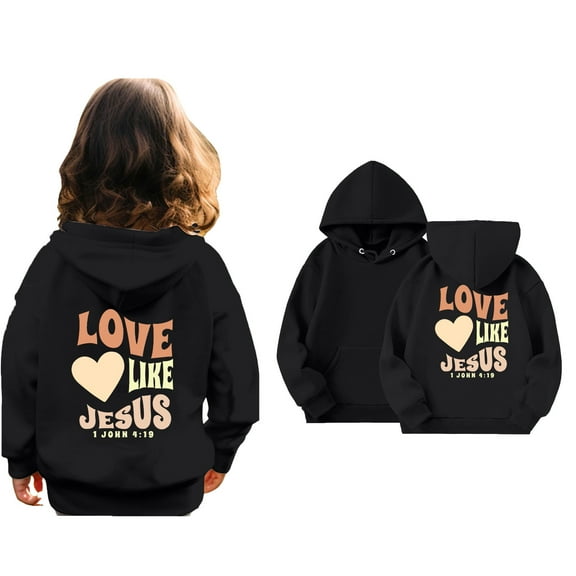 Kids Boys Hoodies Jesus Loves You Hoodie Long Sleeve Graphic Sweatshirt Warm Oversize Pullover Top Christian Hoodies Girls Size 9-10 Years Clothes Cute Boy Girl Clothing