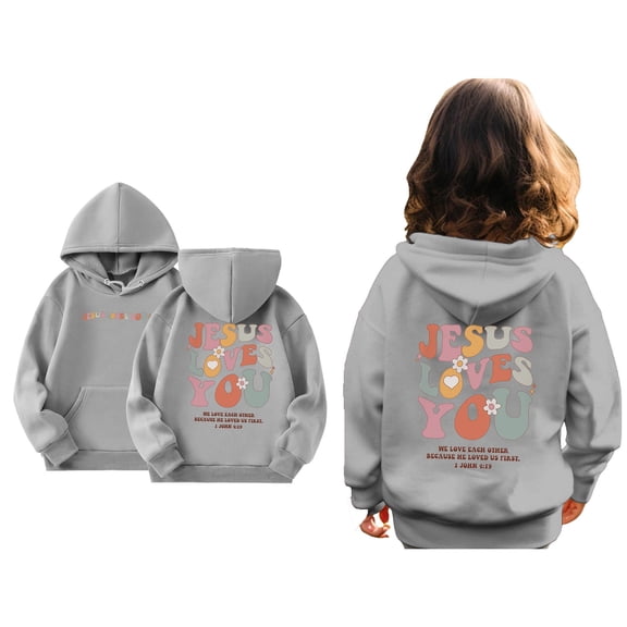 Kids Boys Hoodies Jesus Loves You Hoodies Long Sleeve Graphic Sweatshirt Cute Oversize Pullover Top Winter Sweatshirts Teen Outfits for Girls 3-4 Years Trendy Cute Boy Girl Clothing