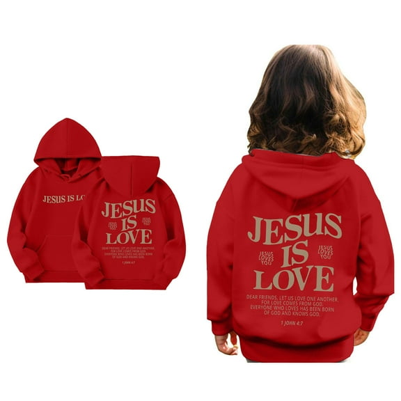 Kids Boys Hoodies Jesus Loves You Sweatshirt Long Sleeve Graphic Hoodies Girls Casual Oversize Pullover Top Cute Sweatshirts Teen Girls Trendy Clothes 7-8 Years Cute Boy Girl Clothing