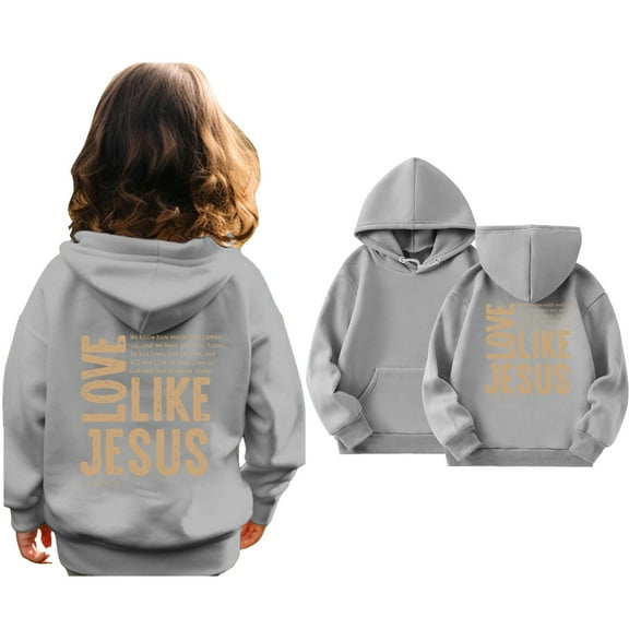 Kids Boys Hoodies Jesus Loves You Sweatshirt Long Sleeve Graphic Hoodies Warm Oversize Pullover Top Winter Sweatshirts Teen Outfits for Girls 3-4 Years Trendy Cute Boy Girl Clothing