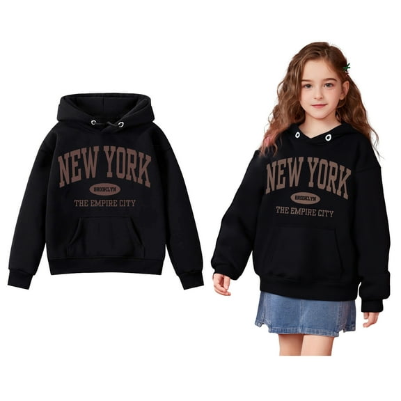 Kids Boys Hoodies Kids Letter Pattern Hooded Long Sleeve Pullover Tops Winter Clothes Girls Clothes Size 5-6 Years