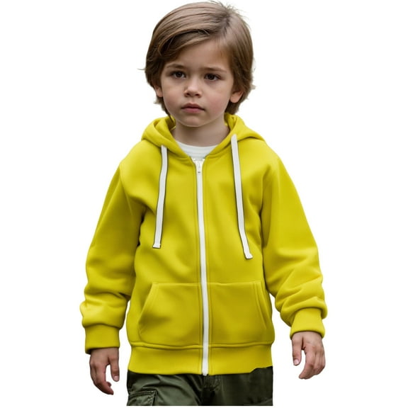 Kids Boys Hoodies Kids Yellow Zipper Hoodie Lightweight Long Sleeve Hoodies Warm Fall Winter Clothes Girls Sweatshirts Size 3-4 Years Cute&nbsp;Boy Girl&nbsp;Clothing