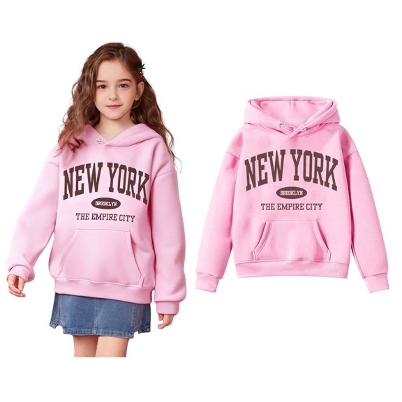 Kids Boys Hoodies Letter Pattern Hoodies Casual Long Sleeve Sweatshirts Jackets Warm Fall Winter Clothes Kids Girls Clothes 4-5 Years