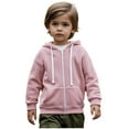 thumbnail image 1 of Kids Boys Hoodies Pink Zip Up Hoodies Long Sleeve Lightweight Pullover Tops Loose Sweatshirt Fall Clothes Size 6-7 Years Girls Clothes Kids Clothes, 1 of 6