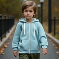 thumbnail image 1 of Kids Boys Hoodies Zip up Long Sleeve Hooded Sweatshirt Top Sky Blue Hoodies with Pocket kids Winter Clothes 6-7 Years Girls Clothes, 1 of 9