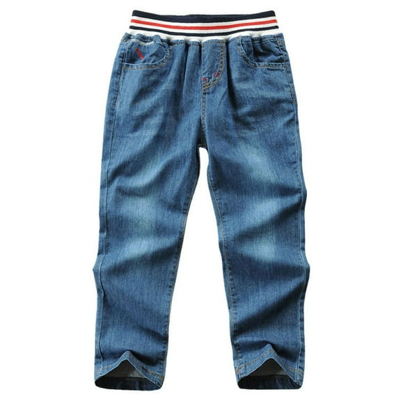 Kids Boys Jeans Blue Jogger Pants ForBoys Stretch Elastic Waist with Pocket Loose Fit Pull-On Boys Baseball Pants 4-5 Years