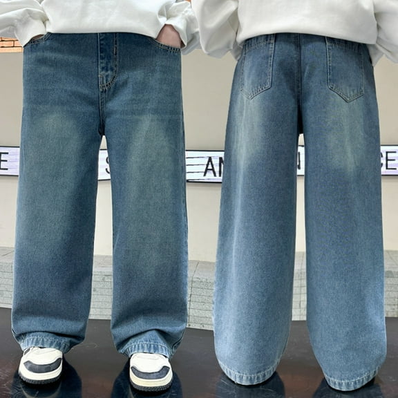 Kids Boys Jeans Cargo Joggers Straight Waist Casual with Pocket Loose Fit Pull-On 6-7 Years Boy Clothes