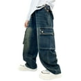 thumbnail image 1 of Kids Boys Jeans Jogger Pants ForBoys Straight Waist Casual with Pocket Loose Fit Casual Boys Soccer Shorts 5-6 Years, 1 of 8
