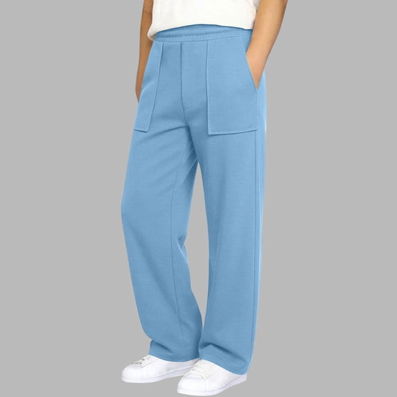 Kids Boys Joggers Cotton Blend Elastic Waist Front Big Pockets Straight Leg Sweatpants for School Casual Play, 5T-15Y
