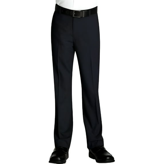 Kids Boys Junior Toddler Flat Front Slim Fit Formal Dress Pants Slacks (Black, 12)