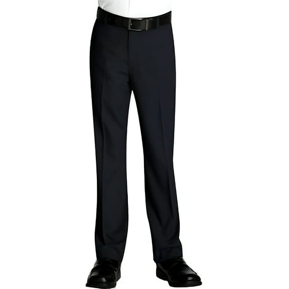 Kids Boys Junior Toddler Flat Front Slim Fit Formal Dress Pants Slacks (Black, 14)