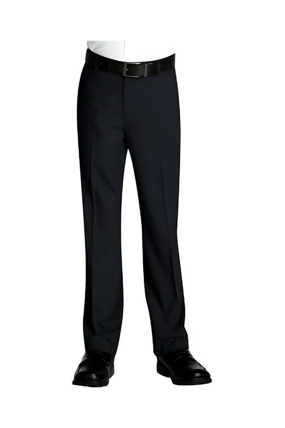 Kids Boys Junior Toddler Flat Front Slim Fit Formal Dress Pants Slacks (Black,18)