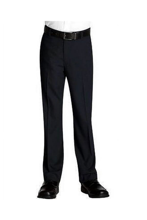 Kids Boys Junior Toddler Flat Front Slim Fit Formal Dress Pants Slacks (Black, 2)