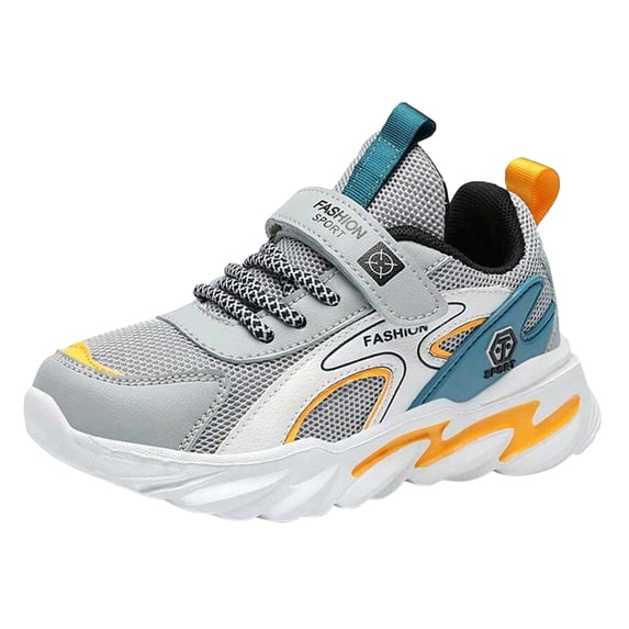 Kids Boys Lightweight Running Shoes Breathable Non Slip Casual Mesh Basketball Shoes Toddler Comfortable Slip On Sneakers Gray Size 1.5 Big Kids