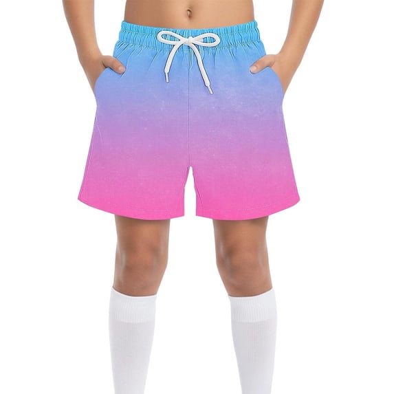 Kids Boys Lightweight Shorts Elastic Waist Drawstring Ombre Print Bottoms for Summer Sports Beach Playwear, 4T-15Y