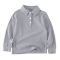 thumbnail image 1 of Kids Boys Long Sleeve Pol Shirts Toddler Solid Lapel Collar Athletic Casual Basic Tees Trendy Soft Breathable Tops, 1 of 5