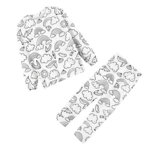 Kids Boys Pajamas Set Colorable Pjs For Kids Long Sleeve 2 Piece Pajamas Set For Boys And Girls Pjs Perfect For Pajama Party 4-5 Years