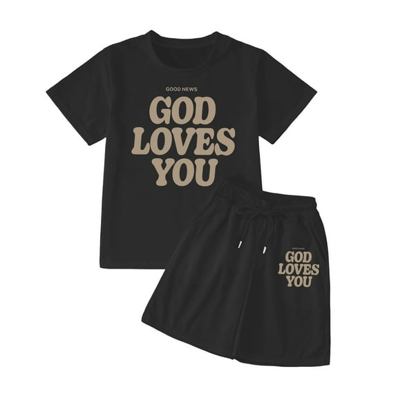 Kids Boys Pajamas Set Graphic Letter Print Crewneck Short Sleeve Top and Shorts Set Kids Pajamas Homewear Kids Girl Pajamas Size 5 Years