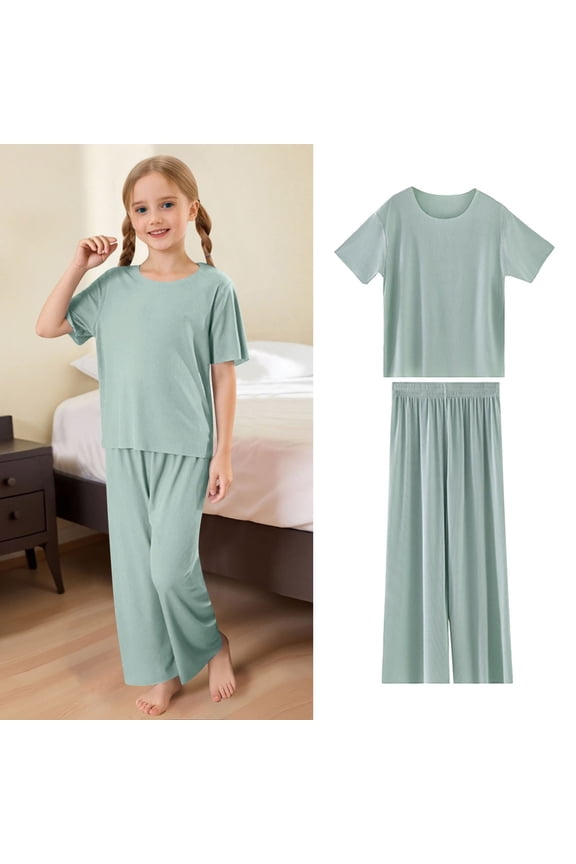Kids Boys Pajamas Set Soft Crewneck Soft Comfort Toddler Girl Sleepwear Summer Toddler Boy Pajamas 8-9 Years Kids Clothes