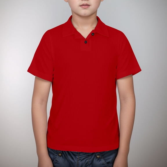 Kids Boys' Polo Shirt Solid Color School Uniform Shirts Rugby Button Down Shirt With Short Sleeves 9-10 Years Cute Boy Clothing