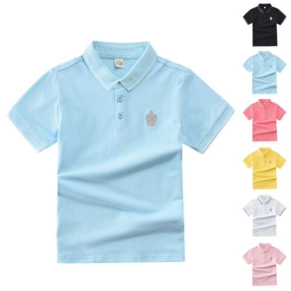 Kids Boys' Polo Shirts Blue Uniform Shirts For Boys Summer Polo Shirt Short Sleeve Polo Shirts 3-4 Years