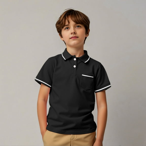 Kids Boys' Polo Shirts Short Sleeve Boy Button down Shirt School Uniform Collared Shirts 5-6 Years Clothes Boys