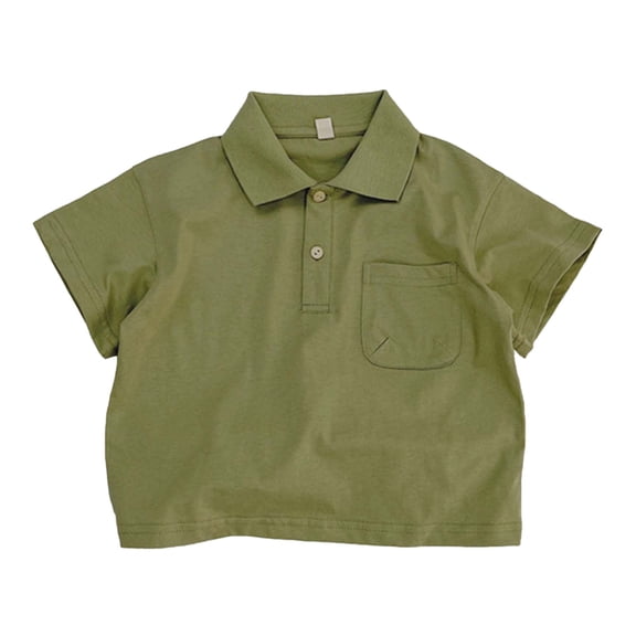 Kids Boys' Polo Shirts Solid Color Collar Shirt Button Up Shirt Boys Short Sleeve Polo 6-7 Years Cute Boy Clothing