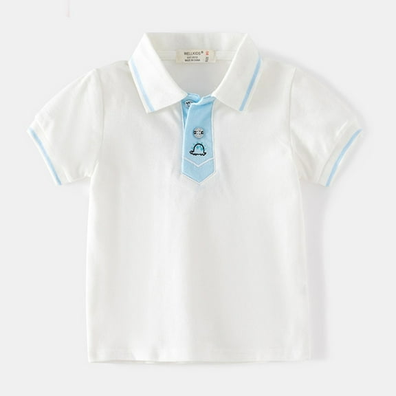 Kids Boys Polo Shirt White Collar Shirt Summer Shirt Short Sleeve Polo Shirts Boys Polo Shirts Size 5-6 Years