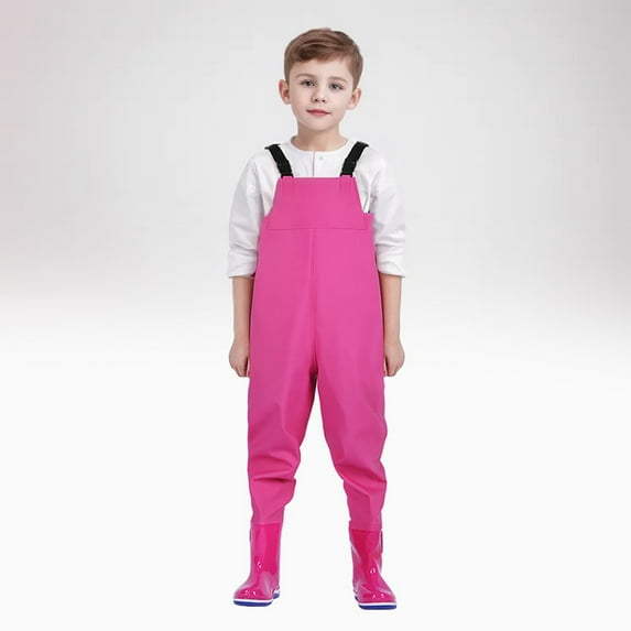 Kids Boys Rain Pants Boys Waterproof Jumpsuit for Kids Mud Proof Trousers Pink Lightweight Rain Bib Pant Portable 4-5 Years