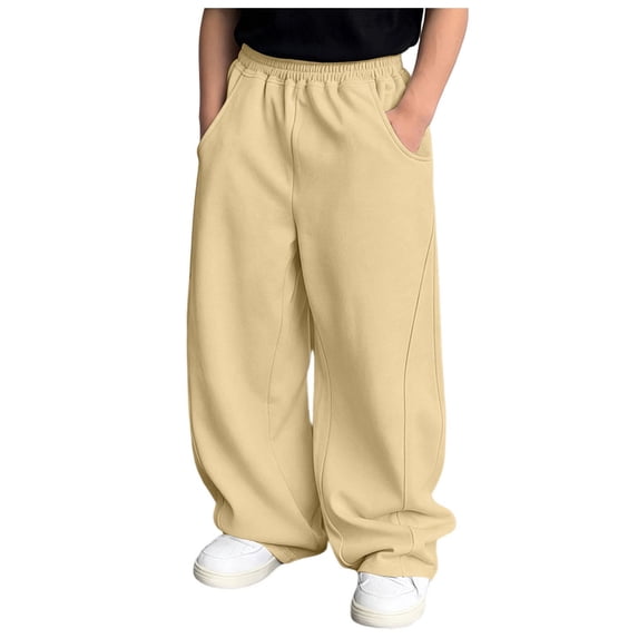 Kids Boys Relaxed Sweatpants Elastic Waist Straight Leg Trousers Comfortable School Activewear 4-15Y