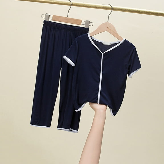 Kids Boys Satin Pajamas Set Solid Color Button Down Homewear Set Kids Pajamas Nightgown Toddler Pajamas 4-5 Years Cute Boy Girl Clothing