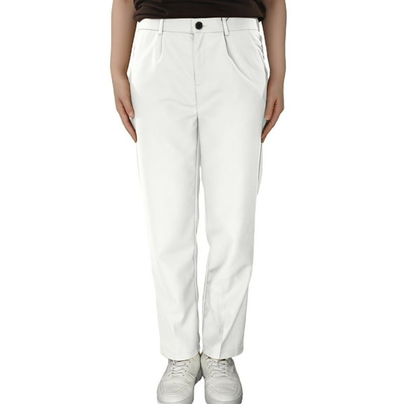 Kids Boys School Formal Pants Flat Front Dress with Adjustable Waist Comfortable Trousers for Children