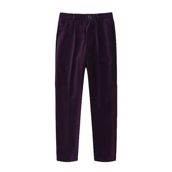 Kids Boys School Uniform Pants Straight Pants With Pockets Pull On Chino Pants Stretch Pants Boys Purple Uniform Pants Back To School Outfits Kids Boys Pants 4-5 Years