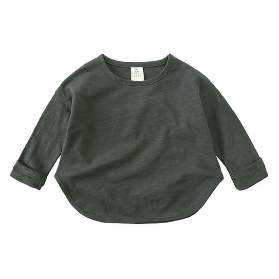 Kids Boys Shirts Solid color Grey Long Sleeve Crewneck T-Shirts Fall Tops Tees Cotton Casual Kids Sweatshirt 4-5 Years Boy Clothes Cute Boy Girl Clothing