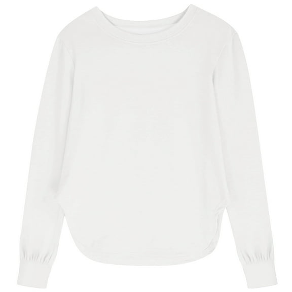 Kids Boys Shirts Solid color Long Sleeve Tees For Basic Crewneck Cotton Casual Kids Sweatshirt Teen Girls Clothes White 9-10 Years