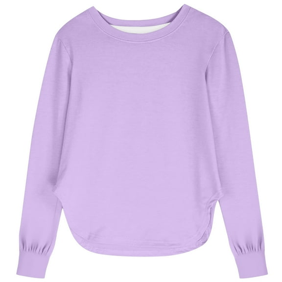 Kids Boys Shirts Solid color Purple Long Sleeve Shirt Girls Basic Crewneck Comfort Colors Clothes For Kids 9-10 Years