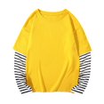 thumbnail image 1 of Kids Boys Shirts Stripes Girls Yellow Top Kids Fall Tops Crewneck Basic Tees Cottom Boy Shirt Dress Shirt For Boys 7-8 Years Cute&nbsp;Boy Girl&nbsp;Clothing, 1 of 4