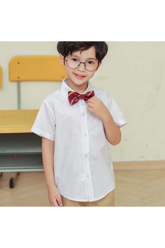 Kids Boys' Shirts White Short Sleeve Boy Button down Shirt Boys Uniform Shirts Casual Collared Shirts 5-6 Years Boys Shirts