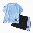 thumbnail image 1 of Kids Boys Short Sleeve Outfits Crewneck T Shirt and Shorts Quick Dry Casual Tracksuits 2 Piece Kid Outfit 12M-9T, 1 of 6