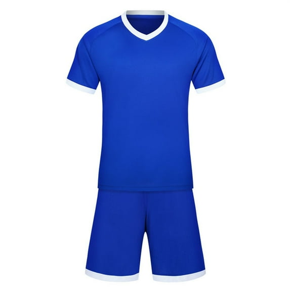 Kids Boys Short Sleeve T Shirt And Mesh Shorts Soccer Football Set Blue 12 Years-14 Years
