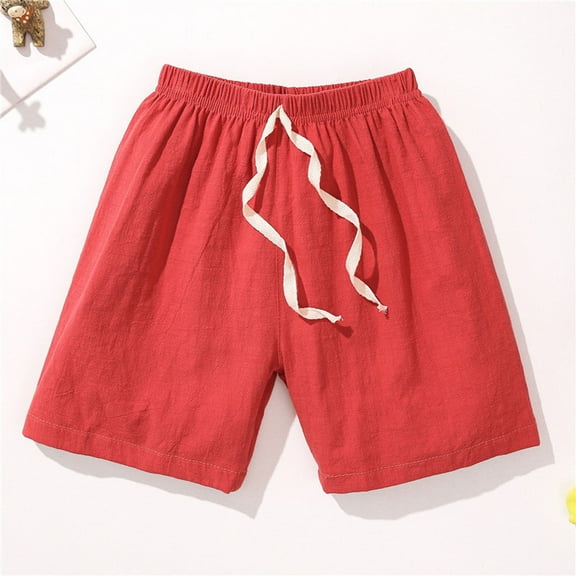 Kids Boys Shorts Casual Linen Drawstring Elastic Waist Shorts Boy Summer Outfit Cute Shorts 6-7 Years Boys Clothes