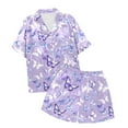 thumbnail image 1 of Kids Boys Silk Pajamas Set Butterfly Summer Pajamas Button Down Shorts Set Girls Outfits Set Cute Pjs For Girls 10-11 Years, 1 of 3